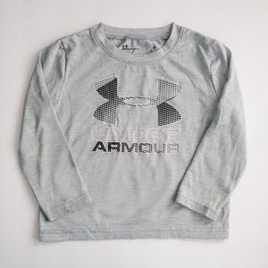 Under Armour Toddler Long Sleeve Shirt 2T Gray Logo Athletic Tee